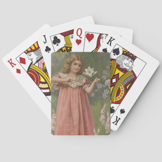 Påskskönheter, Vintageillustration, 1898 Casinokort (Baksidan)