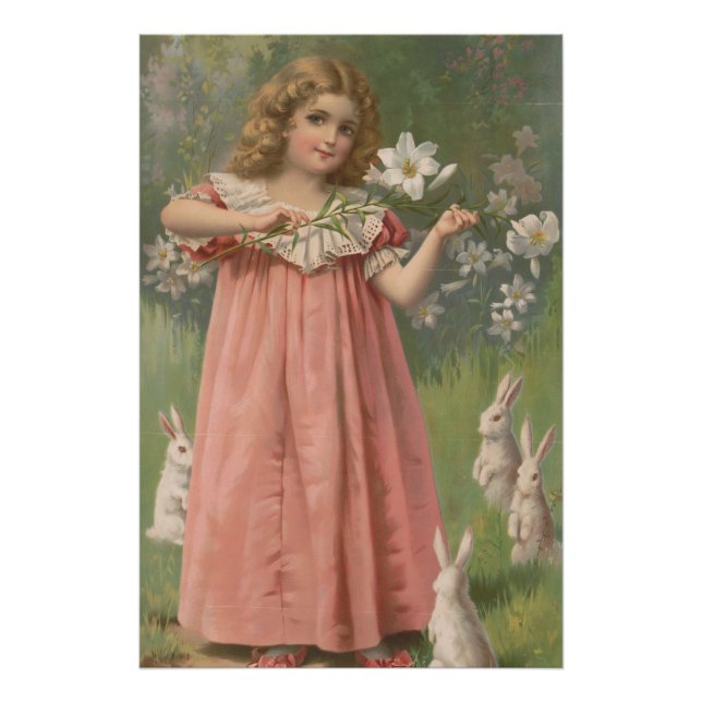 Påskskönheter, Vintageillustration, 1898 Fototryck (Framsidan)