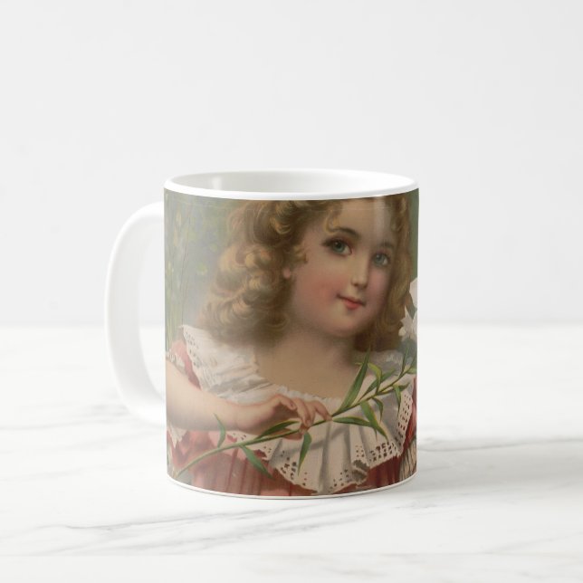 Påskskönheter, Vintageillustration, 1898 Kaffemugg (Framsida vänster)