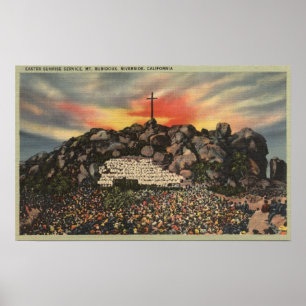 Påsksoluppgång som är tjänste- på Mt. Rubidoux Poster