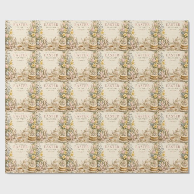 Påsktepartaj, Vintage blomsterfirande Presentpapper (Platt)