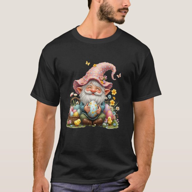 Påsktomte med ägg blommor påskäggsjakt t shirt (Framsida)