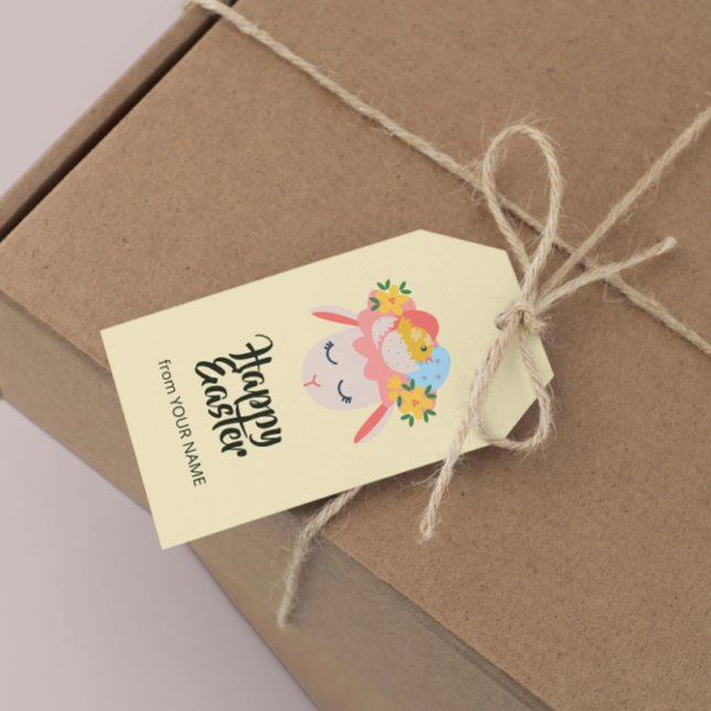 Påskträdgårdslamm Presentetikett (Skapare uppladdad)