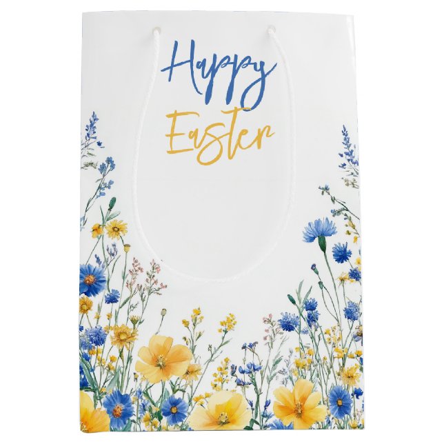 Påskvårblommor på medelfstor presentpåse (Framsidan)