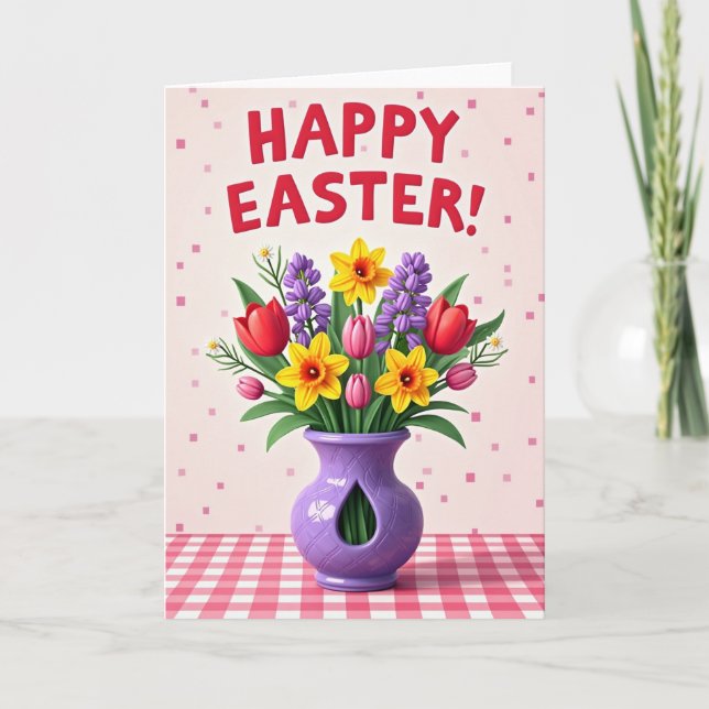 Påskvas för blommor Kort (Framsida)