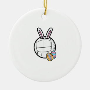 Påskvolleyboll Bunny Sport Spelare Kvinnor Flickor Julgransprydnad Keramik