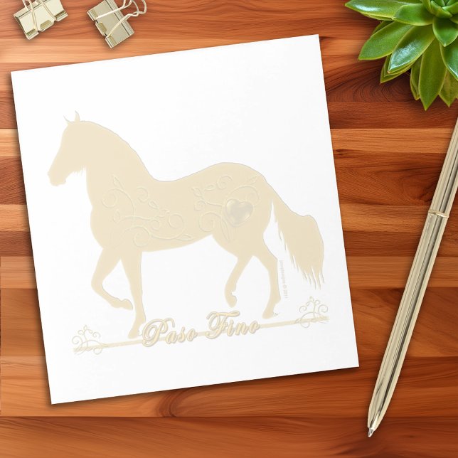 Paso Fino Horse Equestrian Notes Anteckningsblock (Paso Fino Gold Silhouette Heart Notepad)