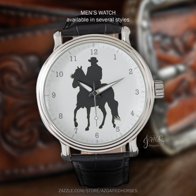 Paso Fino Horse och Rider Silhouette Armbandsur (Classic Paso Fino rider silhouette watch design ⌚🐎)