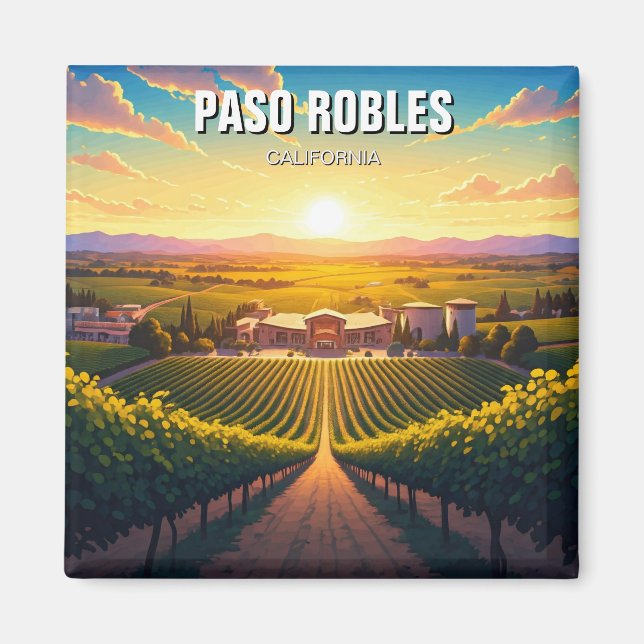 Paso Robles California Central Kusten Magnet (Framsidan)