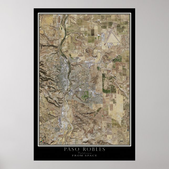 Paso Robles California Satellite Poster Karta (Framsidan)