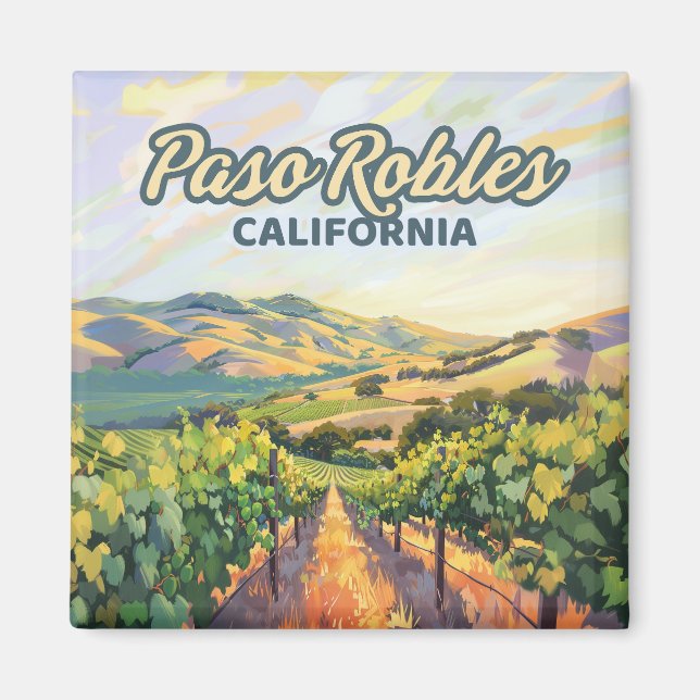 Paso Robles California Vineyard Central Kusten Magnet (Framsidan)