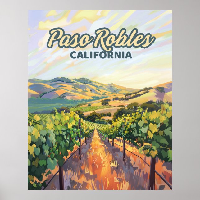 Paso Robles California Vineyard Central Kusten Poster (Framsidan)