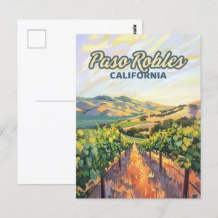Paso Robles California Vineyard Central Kusten Vykort