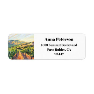 Paso Robles California Vineyard Returadress Etikett