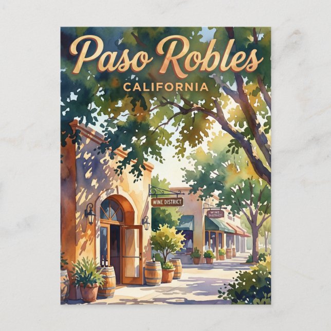 Paso Robles Downtown Wine District Kalifornien Vykort (Framsida)