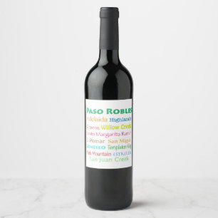 Paso Robles Vin Land Vinflaska Etikett