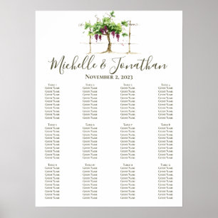 Paso Robles Vineyard Winery Bröllop Sittdiagram Poster