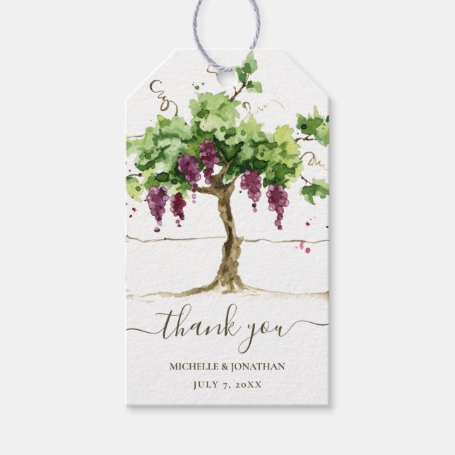 Paso Robles Vineyard Winery Wedding Favors Presentetikett (Framsidan)