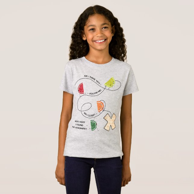 Pasover "Find the Afikomen" Girls' Jersey T-Shirt (Hel framsida)