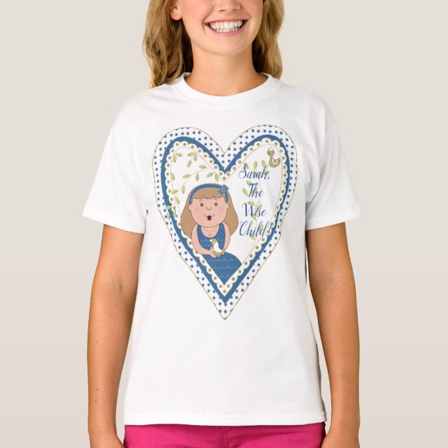 Pasover "Heart Wise Child" Girls Ruffle T-Shirt (Framsida)