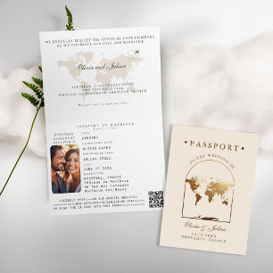 Pass Boho Valvbåge Beige Ecru Destination Bröllop Inbjudan