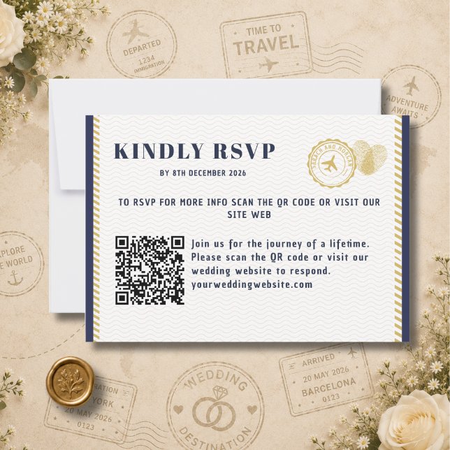 Pass Bröllopsdestination Monogram QR-kod OSA Kort (Enclosure Cards wedding destination)