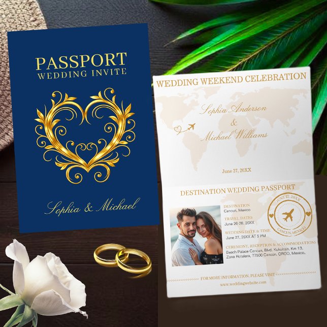 Pass Bröllopsinbjudan - Destination Bröllop Meddelande (Passport Wedding Invitation-Destination Weddings )