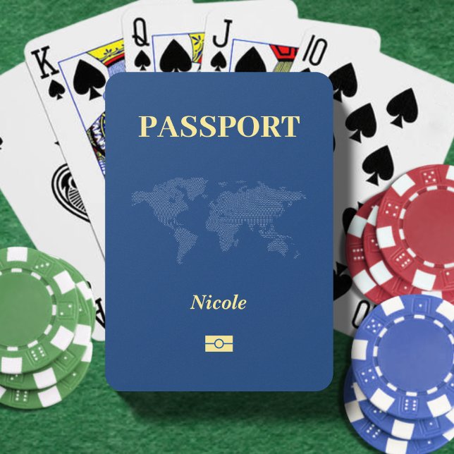 Pass för blå världskarta casinokort (Blue World Map Passport Poker Cards
)