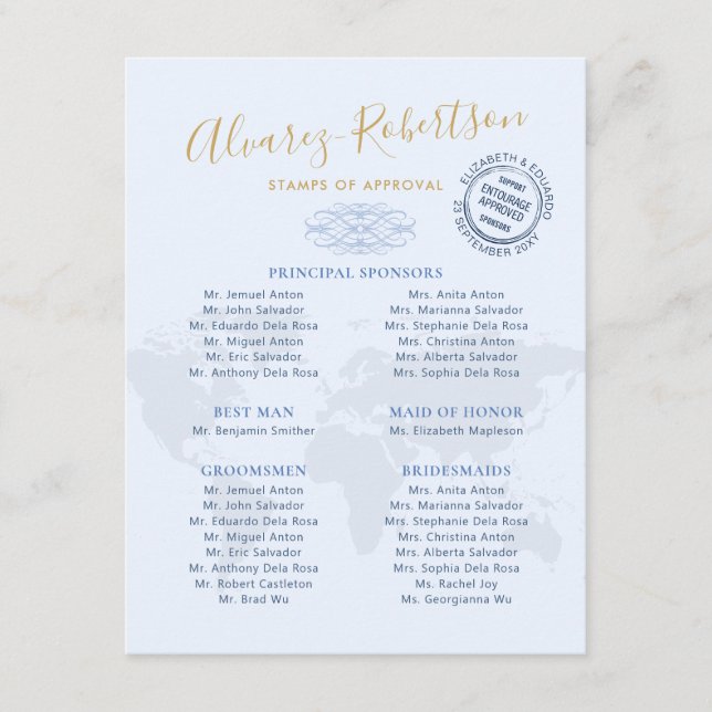 pass för bröllop Sponsors Entourage-resetema Tilläggskort (Framsida)