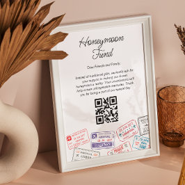 Pass för Honeymoon Fund Bröllop-registreringsnumme Poster