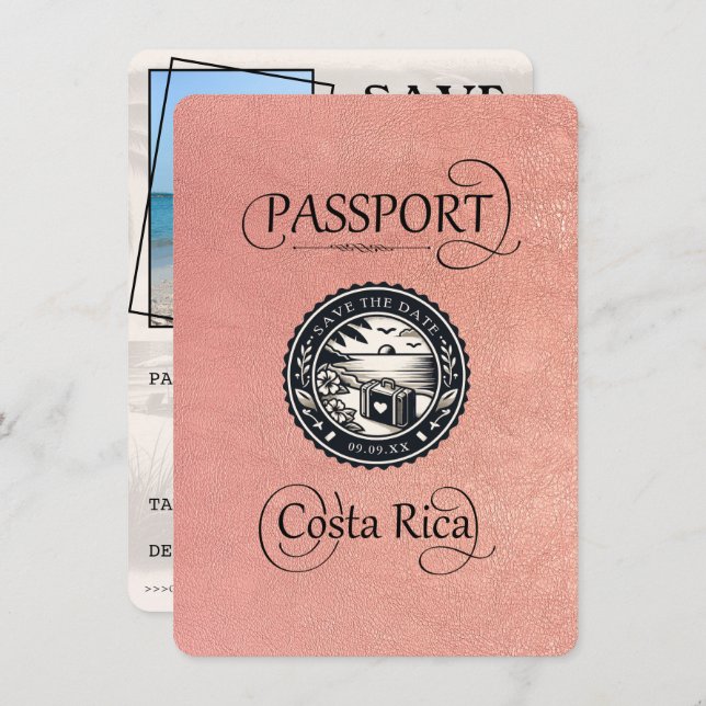 Pass för Ro Guld Costa Rica Spara Datumet (Fram/baksida)