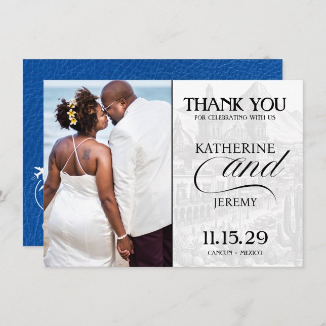 Pass för Royal Blue Mexico Tack Kort (Fram/baksida)