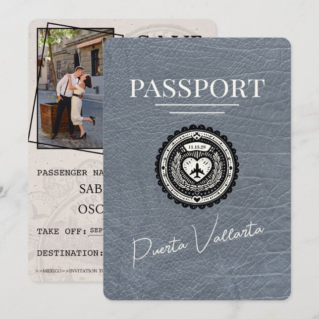 Pass för silver Puerta Vallarta Spara Datumet (Fram/baksida)
