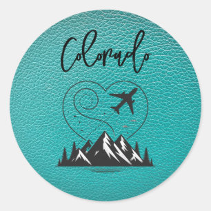 Pass för Teal Colorado Runt Klistermärke