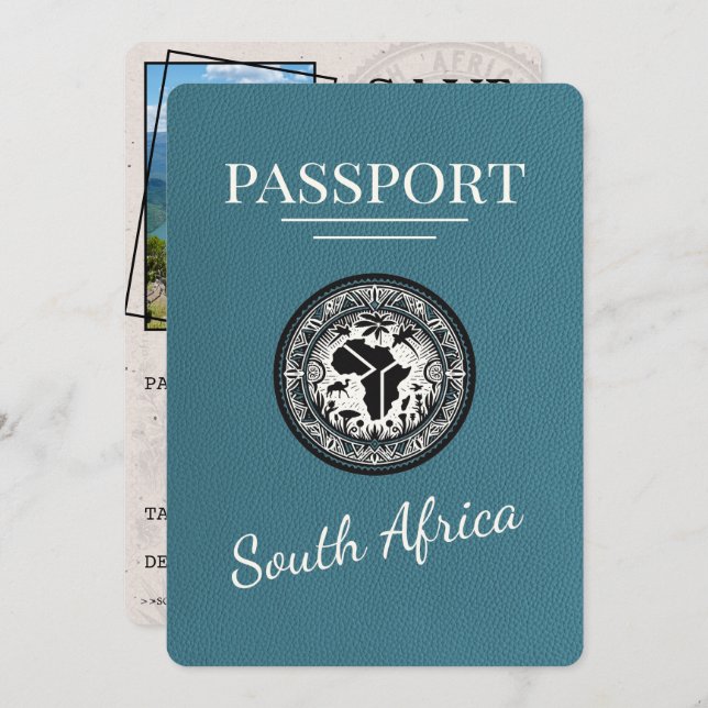 Pass för Teal South Afrika Spara Datumet (Fram/baksida)
