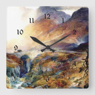Pass på Glencoe, Scotland bra Art-tavla Fyrkantig Klocka