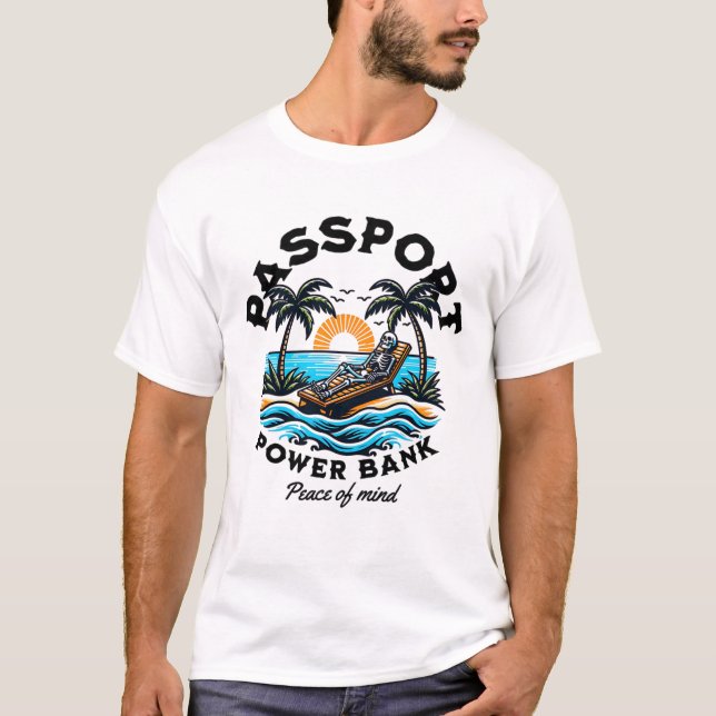 Pass, Powerbank, sinnesro, vit T-shirt (Framsida)
