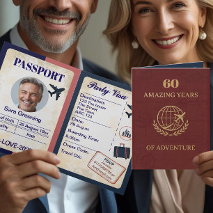Pass Stil 60:e födelsedagstokens resetema häfte Tack Kort