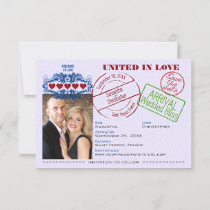 Pass till Kärlek Roligt Destination Wedding Lila Spara Datumet