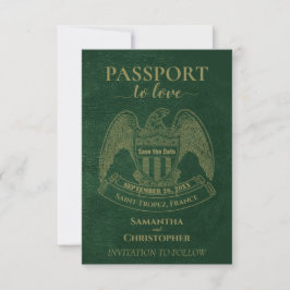 Pass till kärlek Söt destination bröllop Grön Spara Datumet