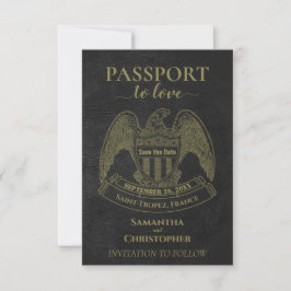 Pass till kärlek Söt destination bröllop Svart Spara Datumet