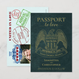 Pass till kärlek Söt Rolig Destination Bröllop Tea Spara Datumet
