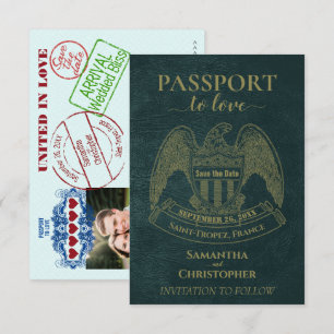 Pass till kärlek Söt Rolig Destination Bröllop Tea Spara Datumet