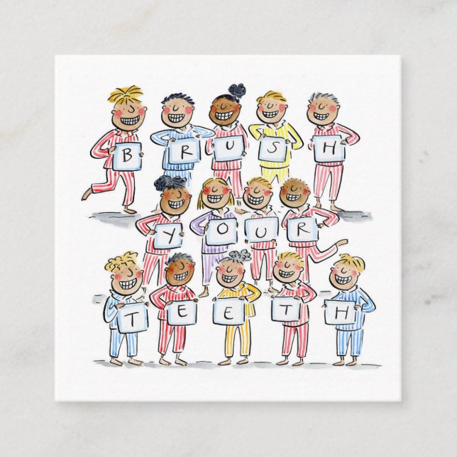 Passa dina tänder fyrkantigt visitkort (Framsida)