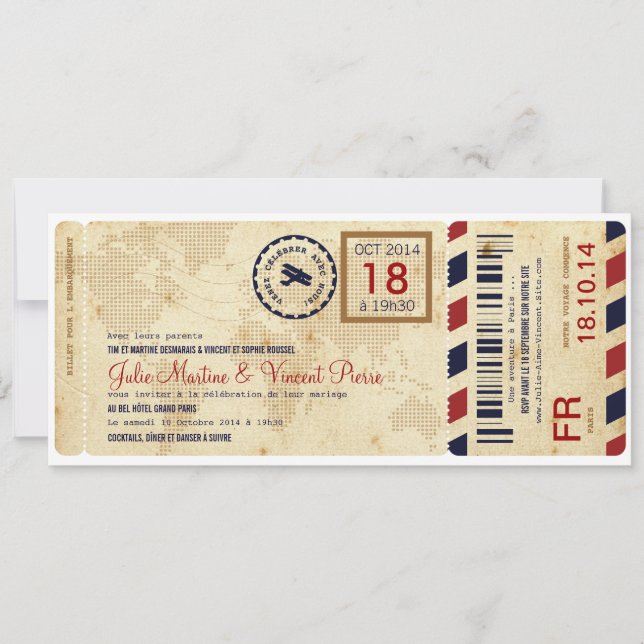 Passage för de för kubb för de för Embarquement Inbjudningar (Framsida)