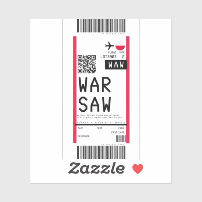 Passage till Warszawa (WAW) Klistermärken (Ark)