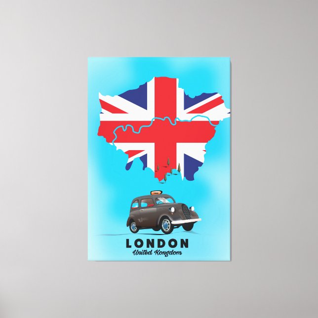 Passageraraffisch i London Illustrated karta Canvastryck (Framsida)