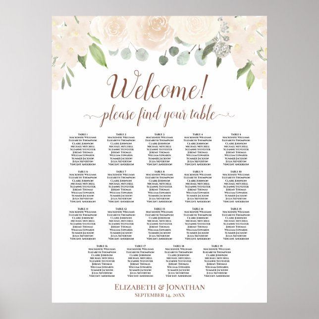  passagerardiagram Ro 19 Bord Bröllop Poster (Framsidan)