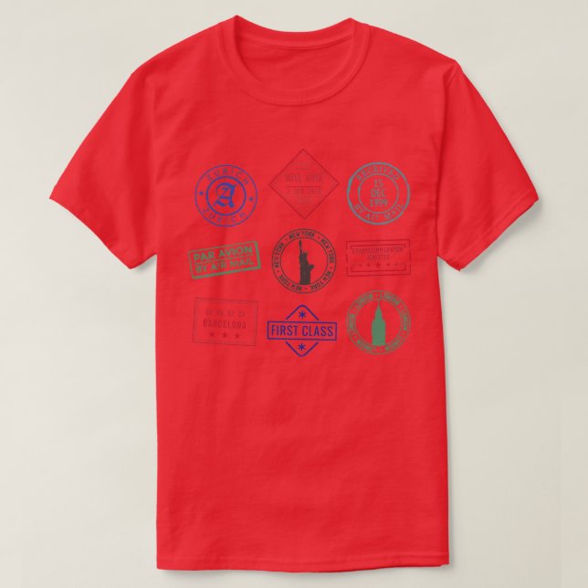 Passagerare i Frimärke T Shirt (Design framsida)