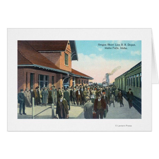 Passagerare i tåg avstigning hälsningskort (Framsidan Horizontal)